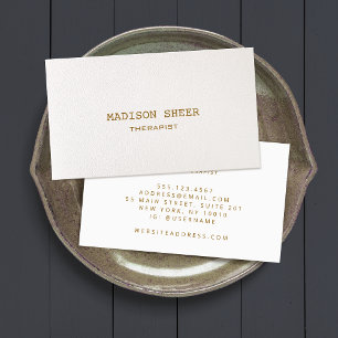 Simple Warm White Elegant Professional Business Card