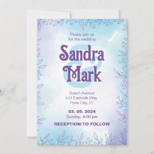 Simple water colour wedding  invitation