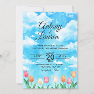 Simple water colour wedding invitation