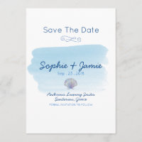 Simple Watercolor Beach Wedding Save The Date