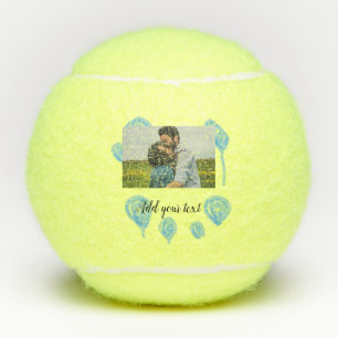 Simple watercolor blue balloons add photo text tennis balls