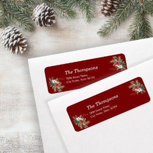 Simple Watercolor Botanical Red Holiday Address