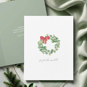 Simple Watercolor Botanical Wreath Christmas Card