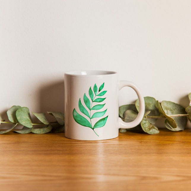Simple watercolor branch - green coffee mug (Creator Uploaded)