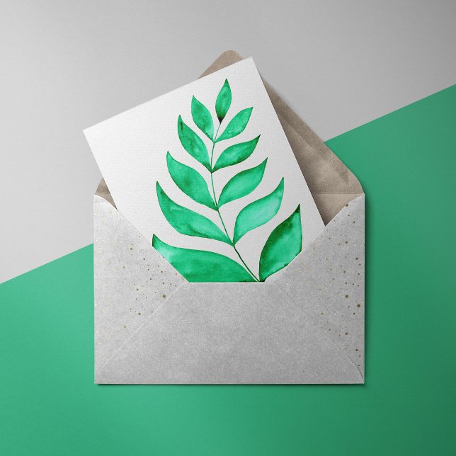 Simple watercolor branches - green card (Creator Uploaded)