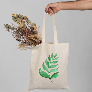 Simple watercolor branches - green tote bag