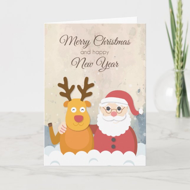 Simple Watercolor Christmas Holiday Greeting Card (Front)