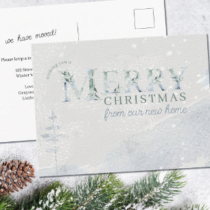 Simple Watercolor Christmas Moving Announcement Postcard