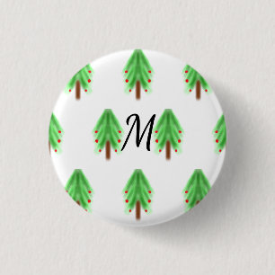 Simple watercolor Christmas pattern add monogram 3 Cm Round Badge