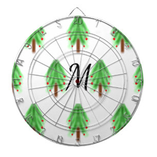 Simple watercolor Christmas pattern add monogram Dartboard