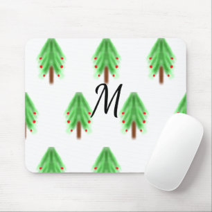 Simple watercolor Christmas pattern add monogram Mouse Pad