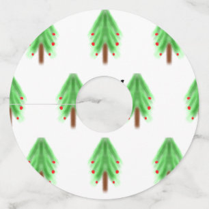Simple watercolor Christmas pattern add monogram Wine Glass Tag