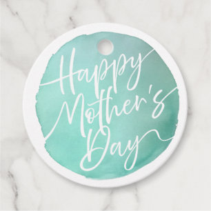 Simple watercolor circle Mother’s Day script Favour Tags
