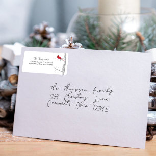 Simple Watercolor Classic Winter Red Cardinal  Label