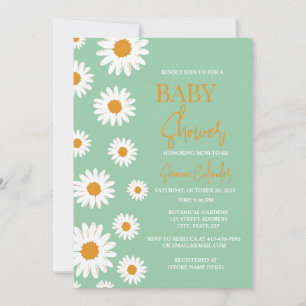 Simple Watercolor Daisy Baby Shower Invitation