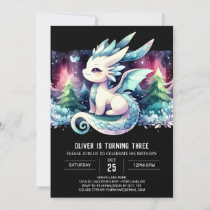 Simple Watercolor Dragon Birthday Invitation