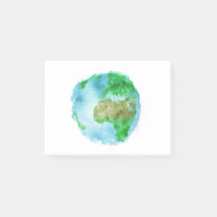Simple Watercolor Earth Post-it Notes