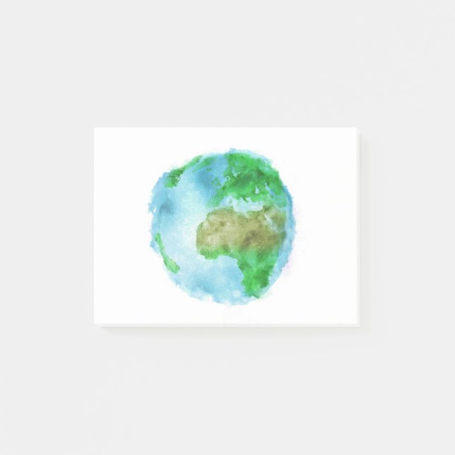 Simple Watercolor Earth Post-it Notes (Front)