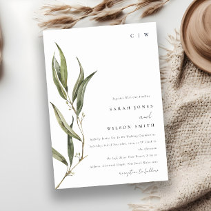 Simple Watercolor Eucalyptus Botanical Wedding Invitation