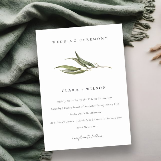 Simple Watercolor Eucalyptus Botanical Wedding Invitation (Creator Uploaded)