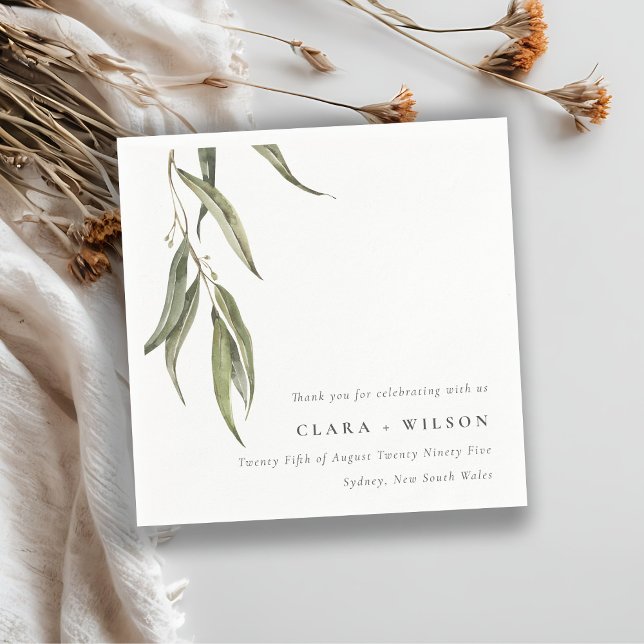 Simple Watercolor Eucalyptus Botanical Wedding Napkin (Creator Uploaded)
