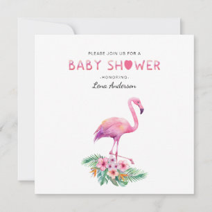 Simple Watercolor Flamingo Baby Shower Invite