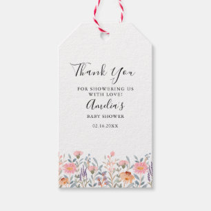 Simple Watercolor Floral Garden Baby Shower Gift Tags
