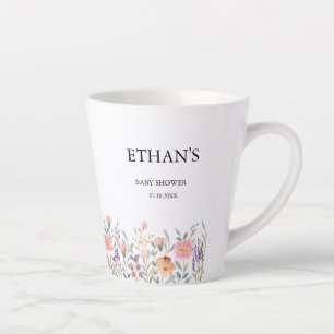 Simple Watercolor Floral Garden Baby Shower Latte Mug