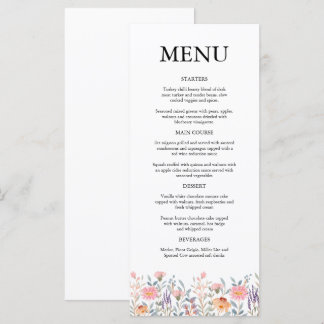 Simple Watercolor Floral Garden Baby Shower Menu