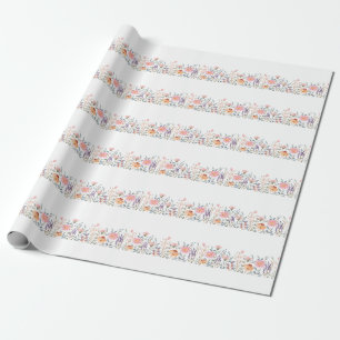Simple Watercolor Floral Garden Baby Shower Wrapping Paper