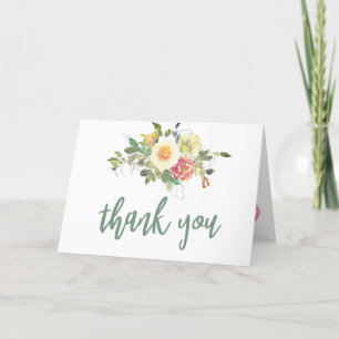 Simple watercolor floral minimalist dusty pink tha thank you card