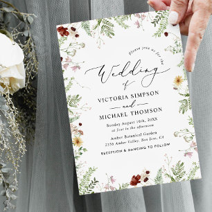 Simple Watercolor Floral Wedding  Invitation