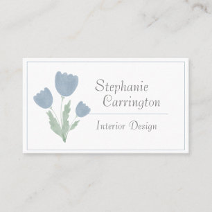 Simple Watercolor Floral Your Name Typography Business Card
