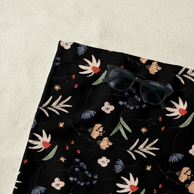Simple watercolor flowers 1 beach towel (In Situ)