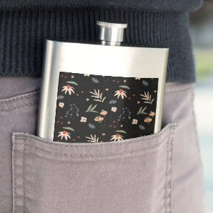 Simple watercolor flowers 1 hip flask