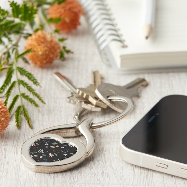 Simple watercolor flowers 1 key ring (Side)
