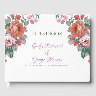 Simple Watercolor Flowers Guest Book