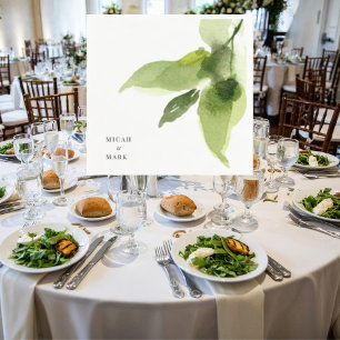 Simple Watercolor Foliage Couple Names Wedding Napkin
