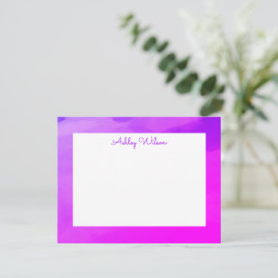 Simple watercolor gradient purple handwritten name thank you card