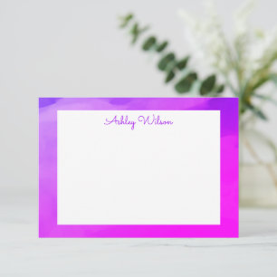 Simple watercolor gradient purple handwritten name thank you card