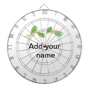Simple watercolor green leaf monogram add name tex dartboard