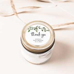 Simple Watercolor Greenery   Thank You Baby Shower Classic Round Sticker