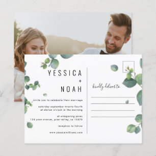 simple watercolor invitation Eucalyptus Wedding ph Postcard
