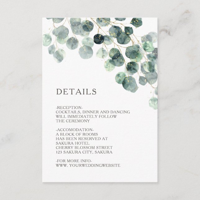 Simple Watercolor Leave Greenery Wedding Enclosure Card (Front)