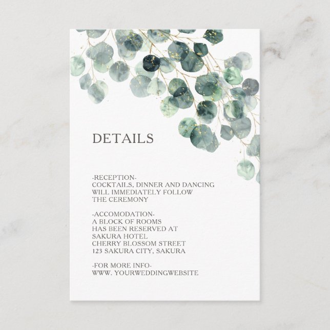 Simple Watercolor Leave Greenery Wedding Enclosure Card (Front)