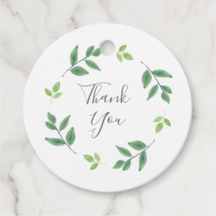 Simple Watercolor Leaves Wreath Favour Tags