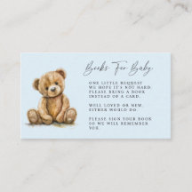 Simple Watercolor Little Bear Blue Boy Baby Shower
