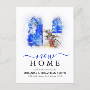 Simple Watercolor Moving New Address Announcement Postcard