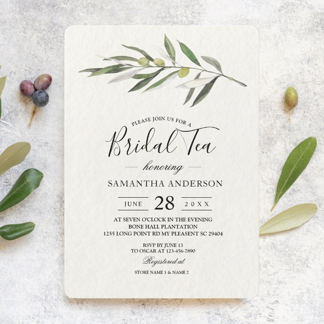 Simple Watercolor Olive Green Branch Invitation (Creator Uploaded)