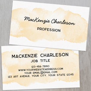 Simple Watercolor Paint Brushstroke Yellow Business Card